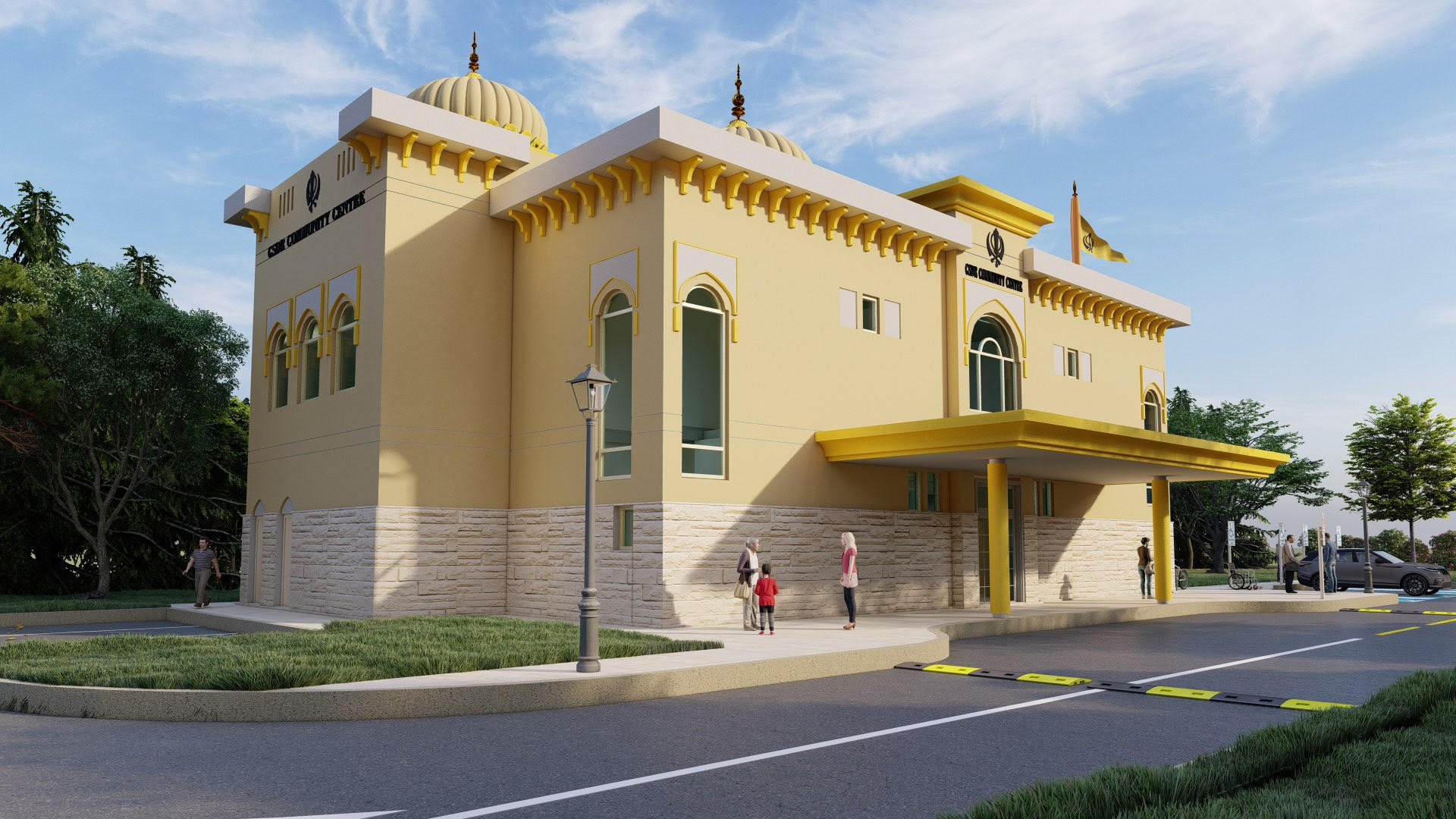 GSDR New Gurudwara Side Entrance Perspective